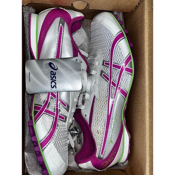 ASICS Womens Hyper-Rocketgirl 5 Track Shoes 9.5 White/Fuschia/Apple Green - Picture 1 of 8